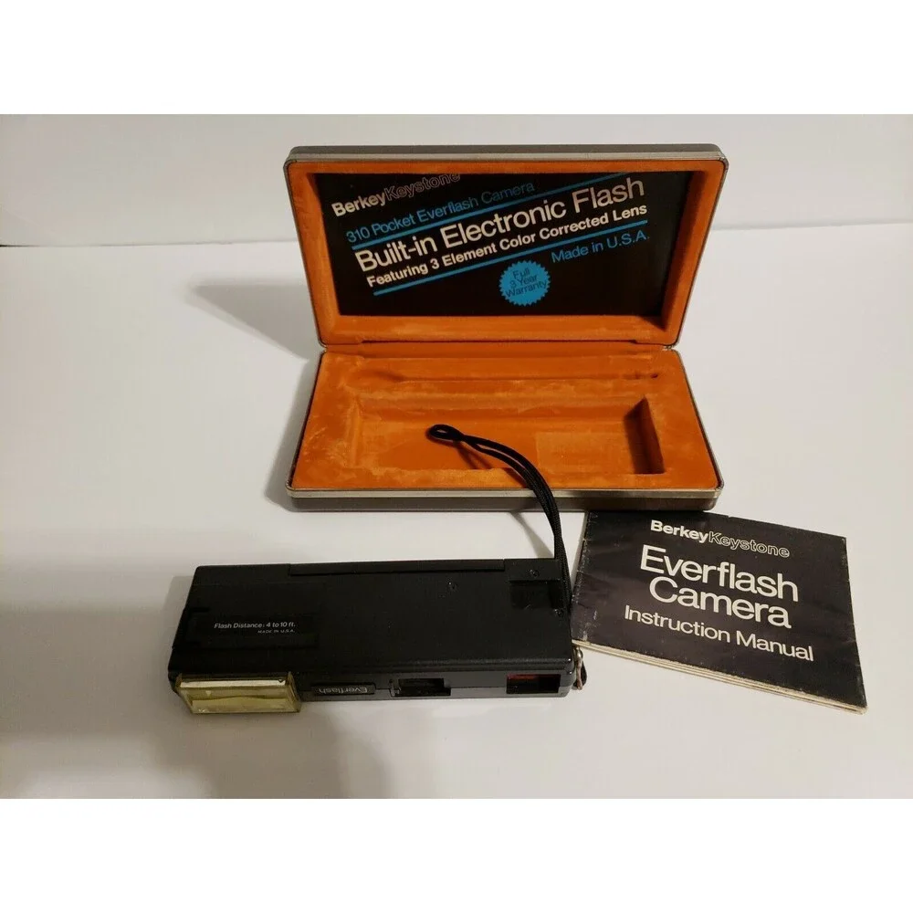 Berkey Keystone 310 Pocket Everflash Camera f:8 lens USA Made w/Camera Strap